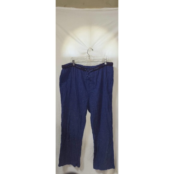 Perry Ellis Blue Small Plaid Box Cotton Lounge Pants Size 2X-Large - Picture 1 of 3
